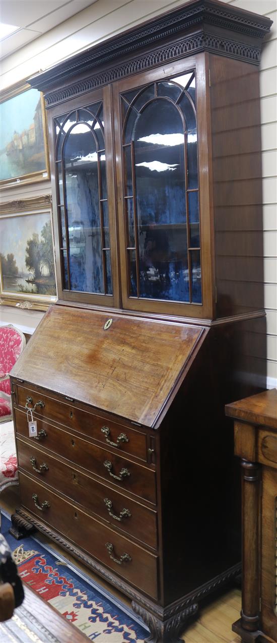 A George III mahogany bureau bookcase, H.220cm